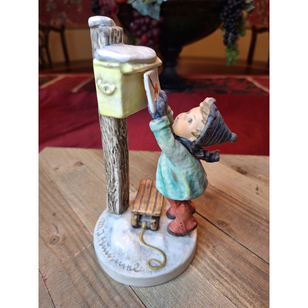 Goebel Hummel 119 S Postman Special Delivery Figurine Boy with‎ Sled Mailbox